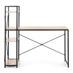 Biurko komputerowe szkolne 120x60 cm regał z 3 półkami loft jasny dąb ModernHome