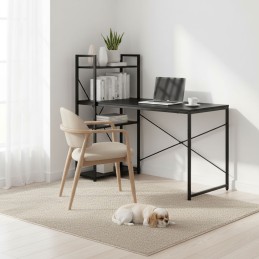 Biurko komputerowe szkolne 120x60 cm regał z 3 półkami czarne ModernHome