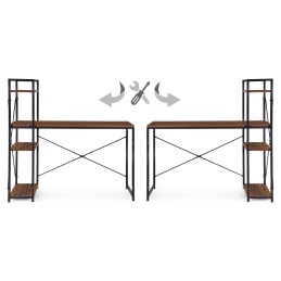 Biurko komputerowe szkolne 120x60 cm regał z 3 półkami ciemny orzech loft ModernHome