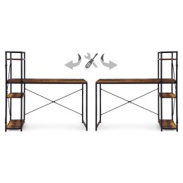 Biurko komputerowe szkolne 120x60 cm regał z 3 półkami postarzany orzech loft ModernHome