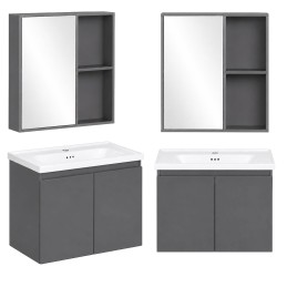 Szafka łazienkowa wisząca z umywalką + lustro zestaw mebli ModernHome