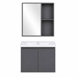 Szafka łazienkowa wisząca z umywalką + lustro zestaw mebli ModernHome