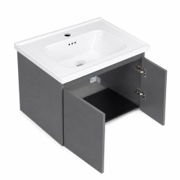 Szafka łazienkowa wisząca z umywalką + lustro zestaw mebli ModernHome
