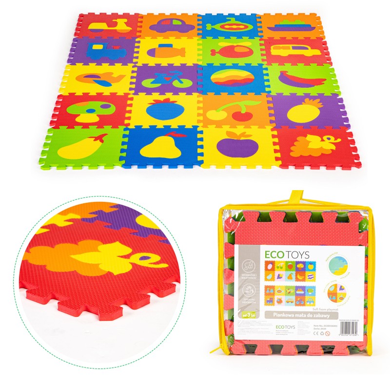 Mata piankowa edukacyjna EVA puzzle 20 elementów 148x119 cm ECOTOYS