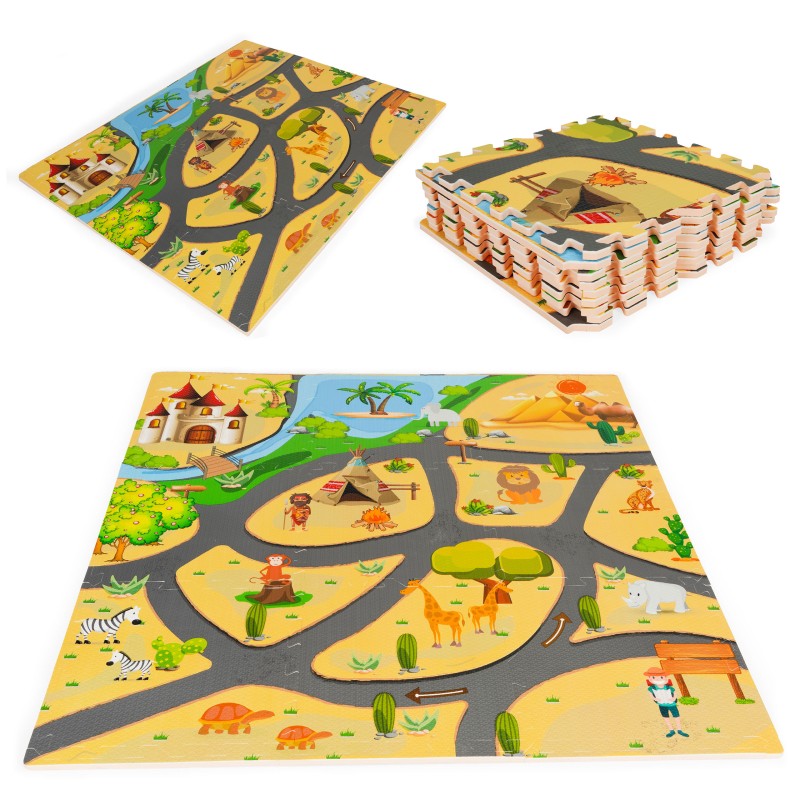 Mata piankowa dla dzieci puzzle safari 9 elementów 93x93 cm ECOTOYS