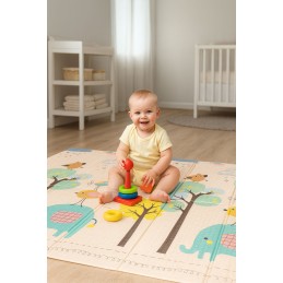 Mata piankowa dla dzieci 200x180 cm edukacyjna dwustronna składana miarka wzrostu alfabet ECOTOYS