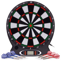 Elektroniczna tarcza do darta gry w rzutki lotki tablica LCD 38 cm 18 gier zestaw 6 rzutek