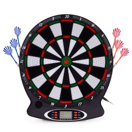 Elektroniczna tarcza do darta gry w rzutki lotki tablica LCD 38 cm 18 gier zestaw 6 rzutek