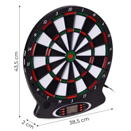 Elektroniczna tarcza do darta gry w rzutki lotki tablica LCD 38 cm 18 gier zestaw 6 rzutek