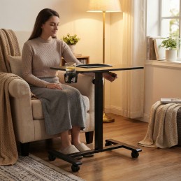 Mobilne biurko regulowane 70x48 cm stolik pod laptopa regulacja wysokości 71,5-112 cm czarne ModernHome