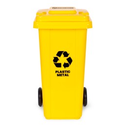 Kosz na smieci 240L duży kubeł śmietnik gumowe koła - żółty plastik