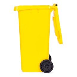 Kosz na smieci 240L duży kubeł śmietnik gumowe koła - żółty plastik
