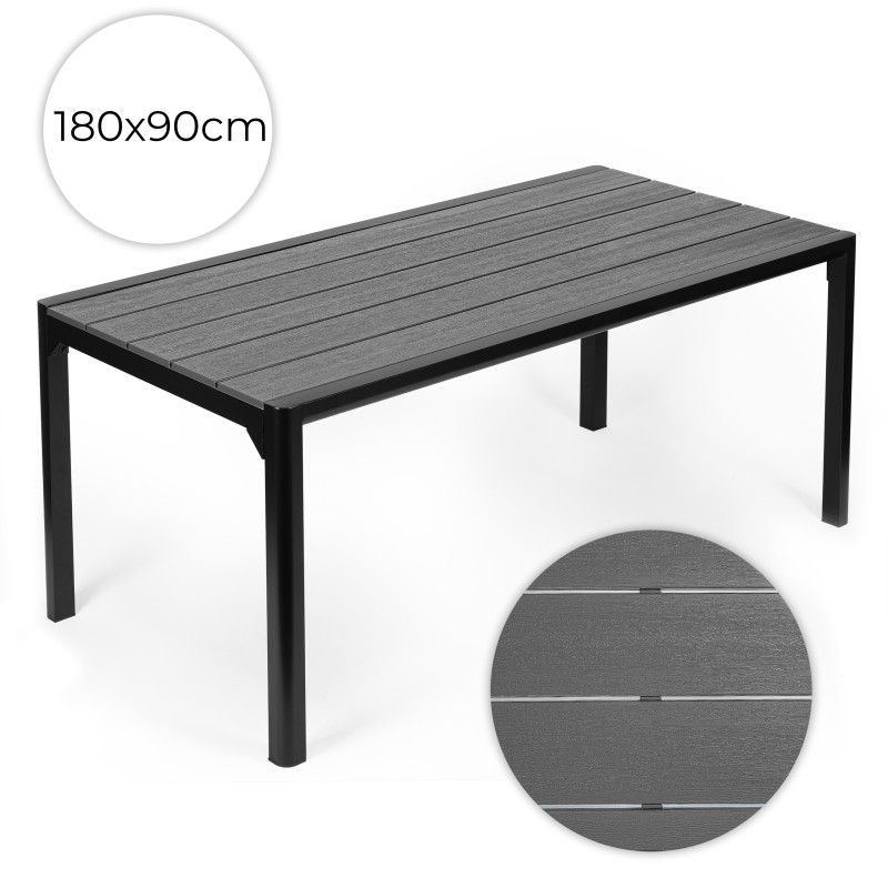 Duży stół ogrodowy 8-osobowy 180x90 cm na taras ogród szary blat MultiGarden