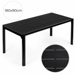 Duży stół ogrodowy 8-osobowy 180x90 cm na taras ogród czarny MultiGarden