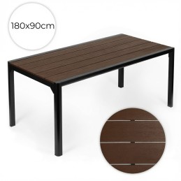 Duży stół ogrodowy 8-osobowy 180x90 cm na taras ogród brązowy blat MultiGarden