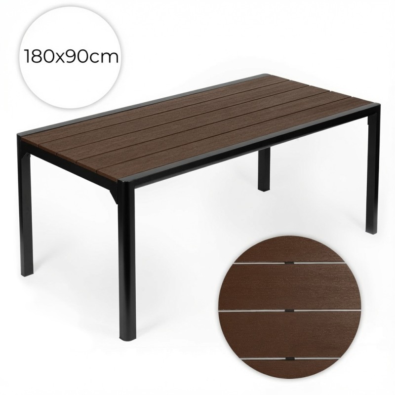 Duży stół ogrodowy 8-osobowy 180x90 cm na taras ogród brązowy blat MultiGarden