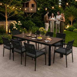 Duży stół ogrodowy 8-osobowy 180x90 cm na taras ogród brązowy blat MultiGarden