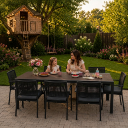 Duży stół ogrodowy 8-osobowy 180x90 cm na taras ogród brązowy blat MultiGarden