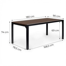 Duży stół ogrodowy 8-osobowy 180x90 cm na taras ogród brązowy blat MultiGarden