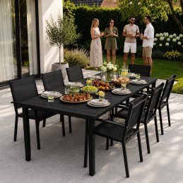Duży stół ogrodowy 8-osobowy 180x90 cm na taras ogród czarny MultiGarden