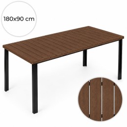 Duży stół ogrodowy 8-osobowy 180x90 cm na taras ogród brązowy blat MultiGarden