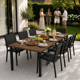 Duży stół ogrodowy 8-osobowy 180x90 cm na taras ogród brązowy blat MultiGarden