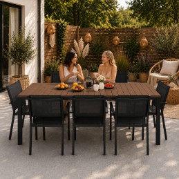 Duży stół ogrodowy 8-osobowy 180x90 cm na taras ogród brązowy blat MultiGarden