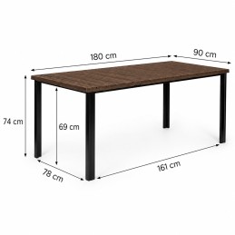 Duży stół ogrodowy 8-osobowy 180x90 cm na taras ogród brązowy blat MultiGarden