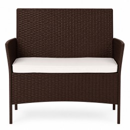 Sofa ogrodowa dwuosobowa z poduszką ławka na balkon taras ogród brązowa MultiGarden