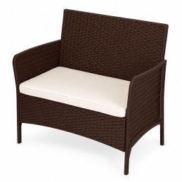 Sofa ogrodowa dwuosobowa z poduszką ławka na balkon taras ogród brązowa MultiGarden