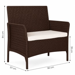Sofa ogrodowa dwuosobowa z poduszką ławka na balkon taras ogród brązowa MultiGarden
