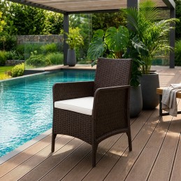 Fotel ogrodowy z poduszką krzesło na balkon taras ogród brązowy MultiGarden