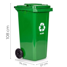 Zestaw 4 koszy na śmieci pojemniki 4x240L niebieski zielony żółty czarny makulatura szkło plastik odpady zmieszane gumowe koła