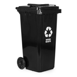 Zestaw 2 koszy na śmieci pojemniki 2x240L czarny brązowy odpady zmieszane BIO gumowe koła