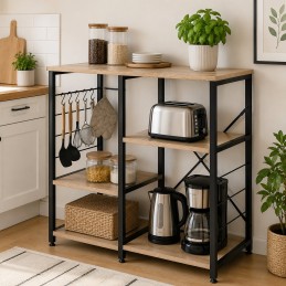 Regał kuchenny szafka do przedpokoju 90 cm półki haczyki loft jasny dąb ModernHome