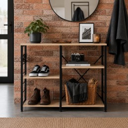 Regał kuchenny szafka do przedpokoju 90 cm półki haczyki loft jasny dąb ModernHome