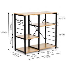 Regał kuchenny szafka do przedpokoju 90 cm półki haczyki loft jasny dąb ModernHome