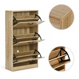 Szafka na buty 3-komorowa 60 cm uchylna do przedpokoju loft jasny dąb ModernHome