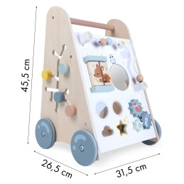 Pchacz chodzik drewniany edukacyjny z ruchomymi elementami ECOTOYS