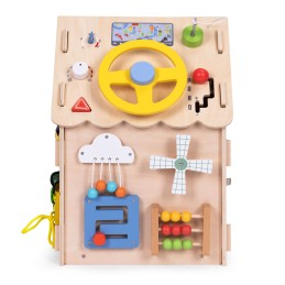 Drewniany domek manipulacyjny dla dzieci panel edukacyjny XXL 30 elementów