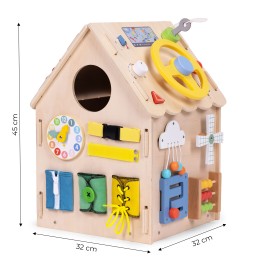 Drewniany domek manipulacyjny dla dzieci panel edukacyjny XXL 30 elementów