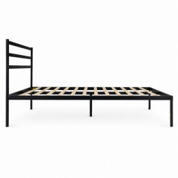 Łóżko metalowe 190x200 cm ze stelażem i zagłówkiem minimalistyczna czarna rama ModernHome