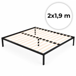 Łóżko metalowe 190x200 cm ze stelażem minimalistyczna czarna rama ModernHome