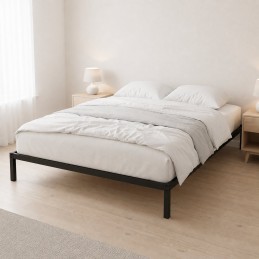 Łóżko metalowe 190x200 cm ze stelażem minimalistyczna czarna rama ModernHome