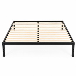 Łóżko metalowe 190x200 cm ze stelażem minimalistyczna czarna rama ModernHome