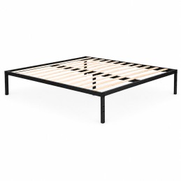 Łóżko metalowe 190x200 cm ze stelażem minimalistyczna czarna rama ModernHome