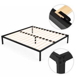 Łóżko metalowe 190x200 cm ze stelażem minimalistyczna czarna rama ModernHome