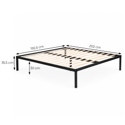 Łóżko metalowe 190x200 cm ze stelażem minimalistyczna czarna rama ModernHome