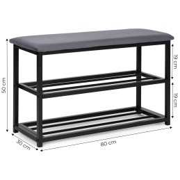 Szafka na buty z siedziskiem regał ławka tapicerowana 80 cm 2 półki ModernHome