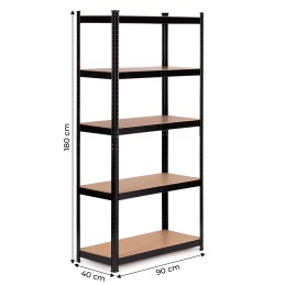 Regał metalowy magazynowy 180x90x40 cm do garażu piwnicy 5 półek 875 kg ModernHome